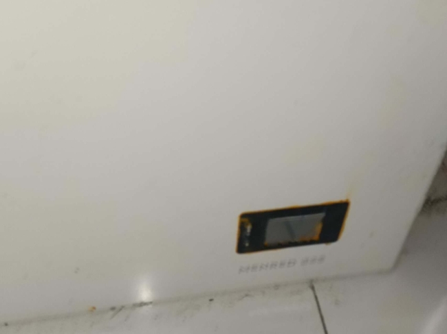 Customer-supplied photo of the water-damaged battery